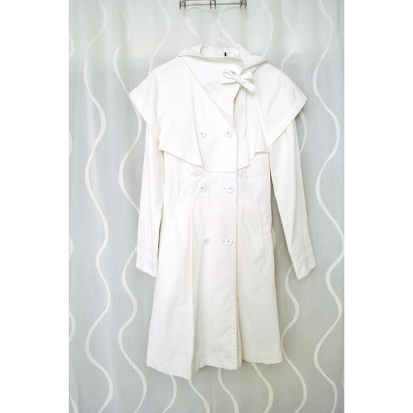 NWT ARMANI EXCHANGE White Funnel Neck Cotton Trench Overcoat | Size S - Picture 5 of 9
